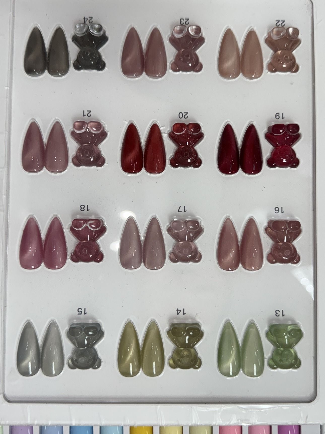3D Jelly Bear Charms chart — Neutral Set charms 13 to 24