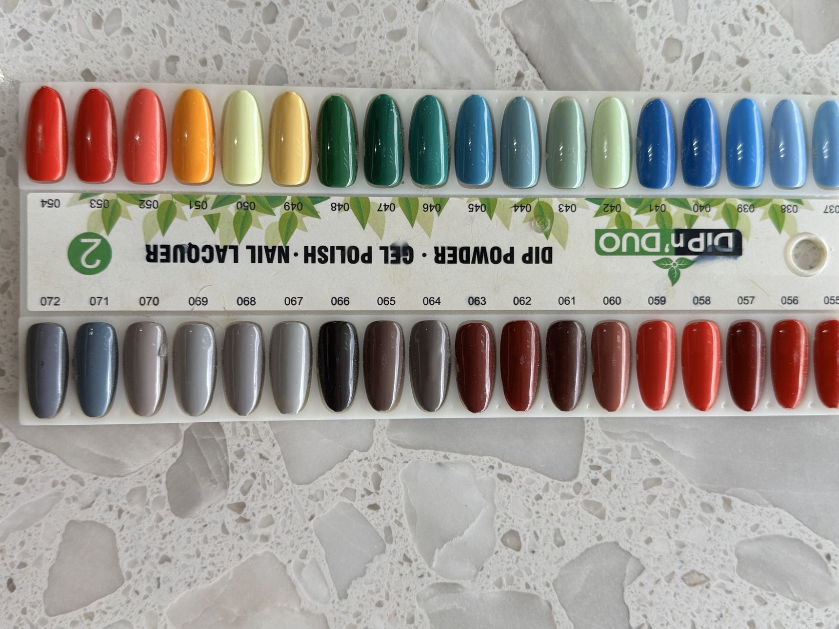 DIP n' DUO dip powder color chart — Stick 2, shades 037 to 072