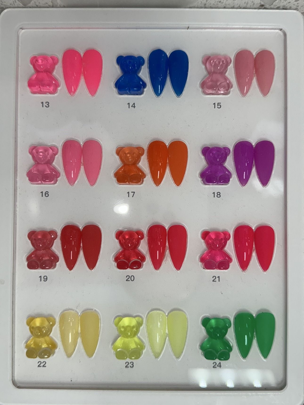 3D Jelly Bear Charms chart — Bright Set charms 13 to 24